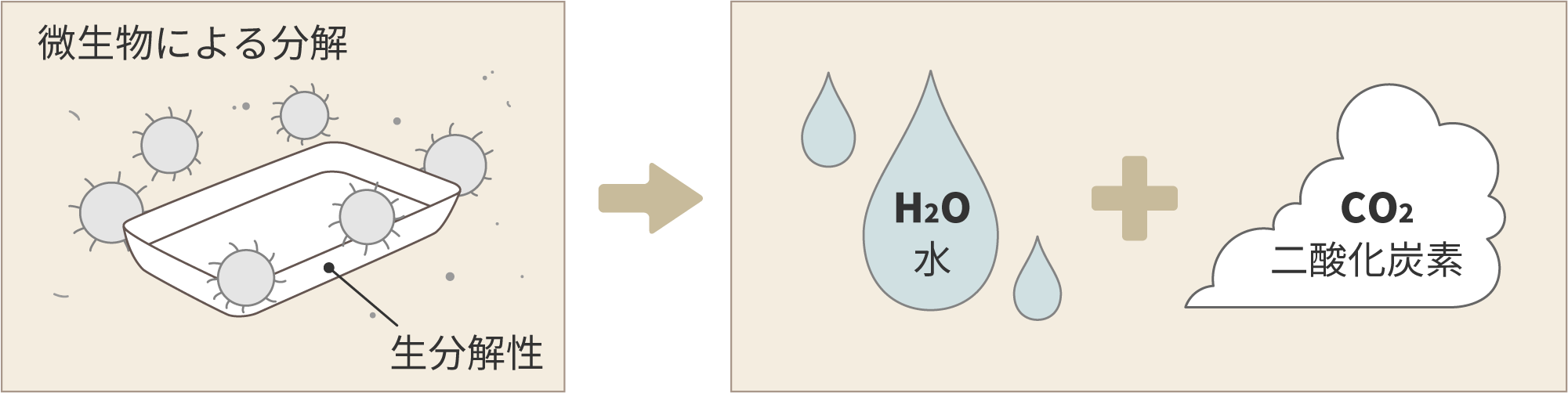 生分解性プラスチックの説明イラスト